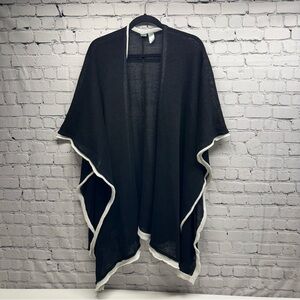 Chico's Black and Cream 100% Linen  Knit Shawl Wrap One Size